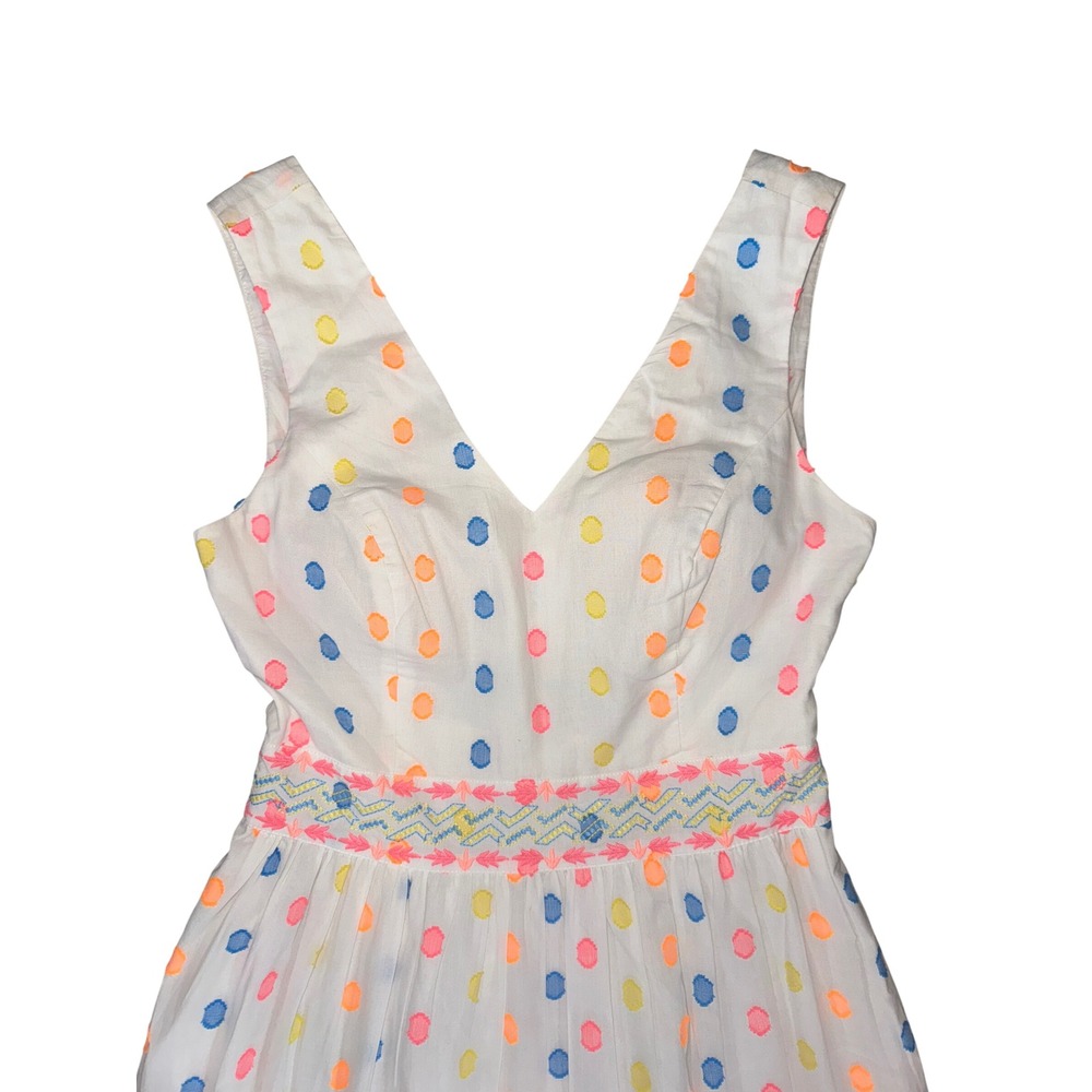 Lilly Pulitzer Maxi Dress Womens White Multi Color Polka Dot Embroidered Size 0 - Picture 3 of 9